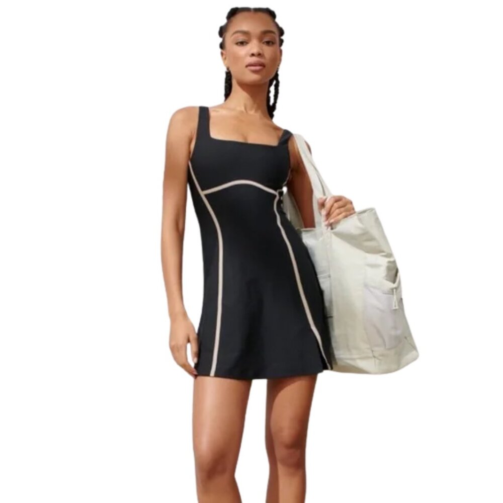 Abercrombie & Fitch YPB SculptLUX Mini Dress Black with Tan Size Small